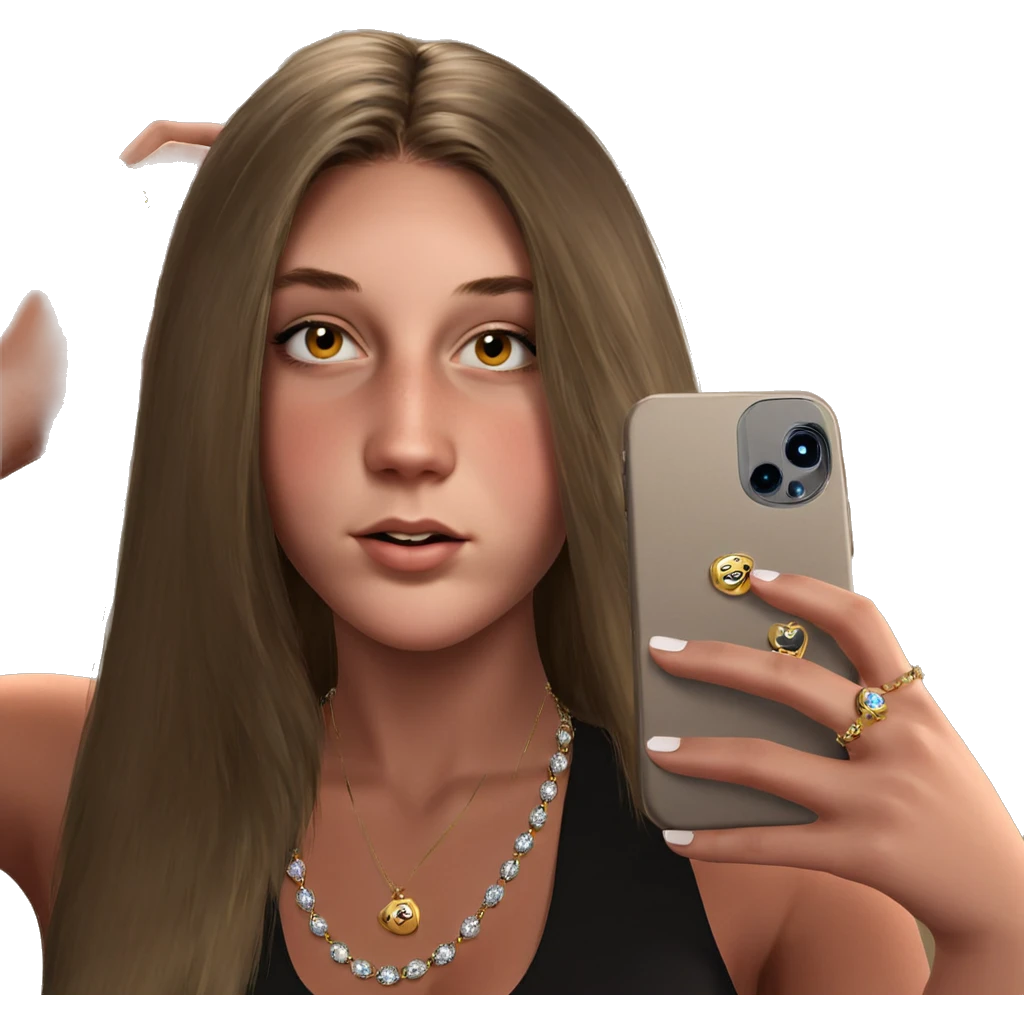 girl with jewelry and phone emoji