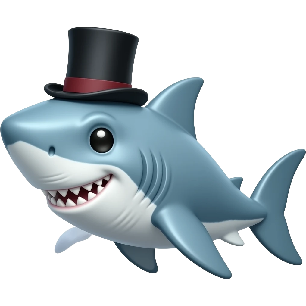Shark with a top hat emoji