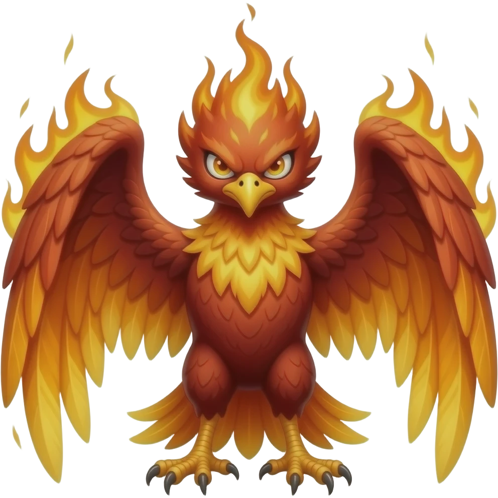 3) angry phoenix glowing eyes intense flames emoji