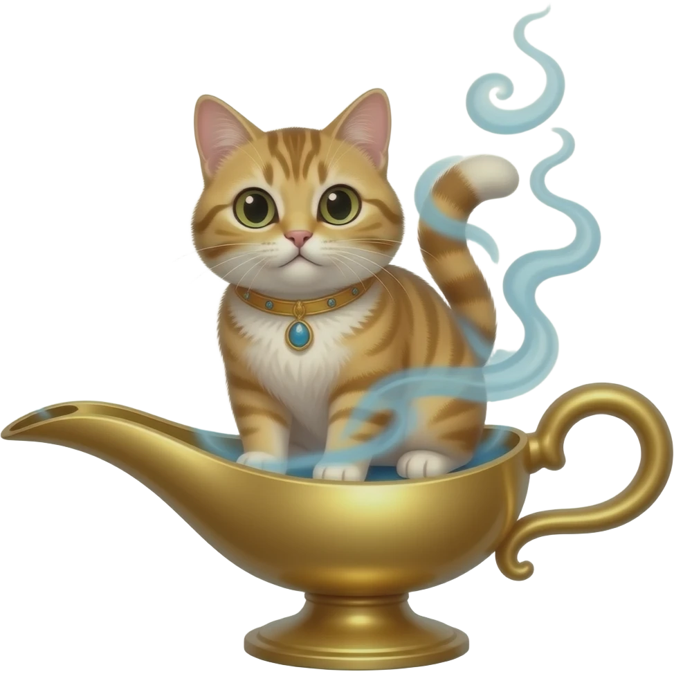 Cat in the lamp like genie emoji