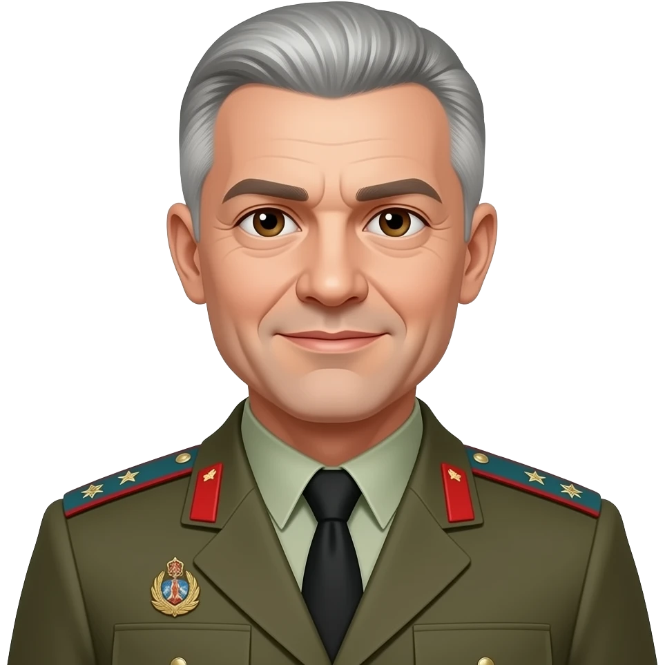 General Anatolij mit General Wappen und Militär Uniform und ein paar graue Haare und braune Augen emoji