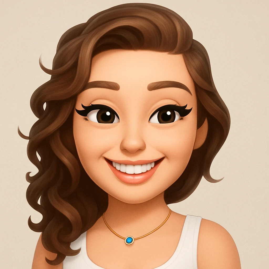 turn the second man in emoji style of the 1st image, match the facial features and match dressing style of the 2nd image, she is in whte tank top emoji