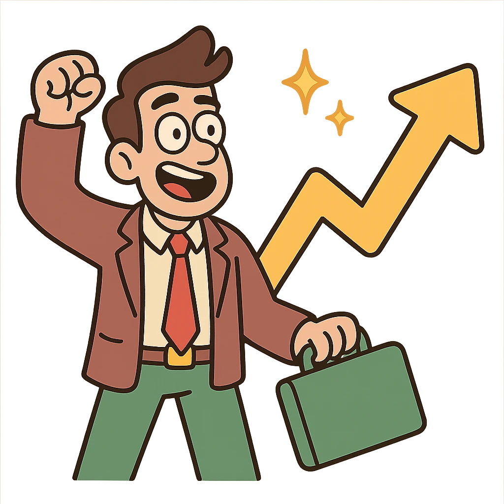upward trending stock arrow with sparkles, flat modern style, bright saturated colors golds greens reds, minimal but expressive, universal look emoji