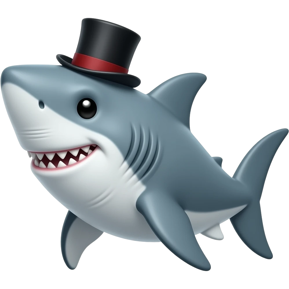 Shark with a top hat emoji