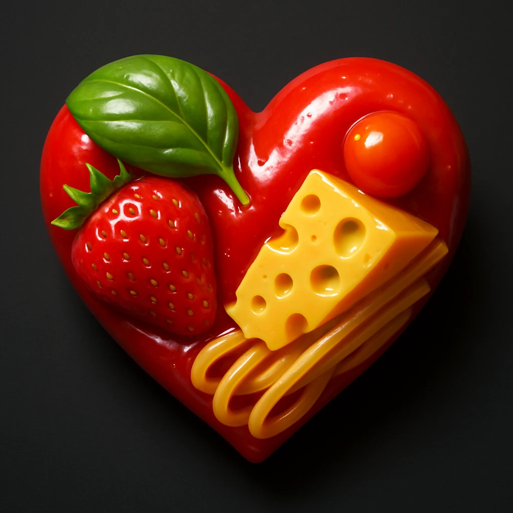 food heart emoji, shiny emoji