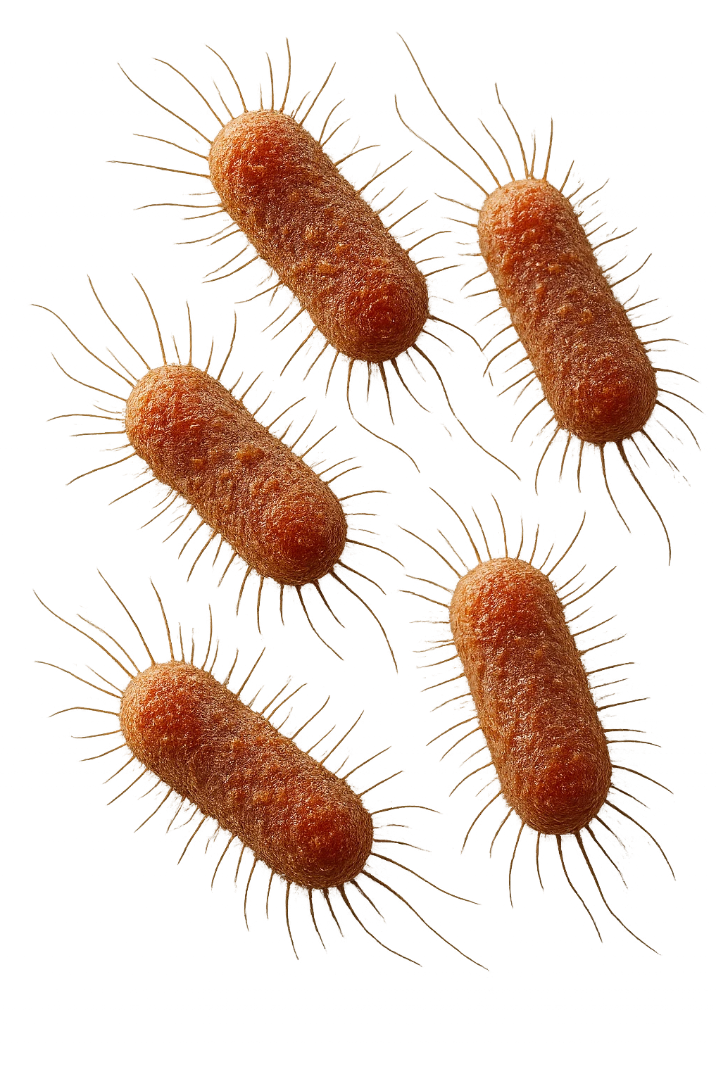 6 batteri intestinali fluttuano in aria, IPERREALISTICO 4K emoji