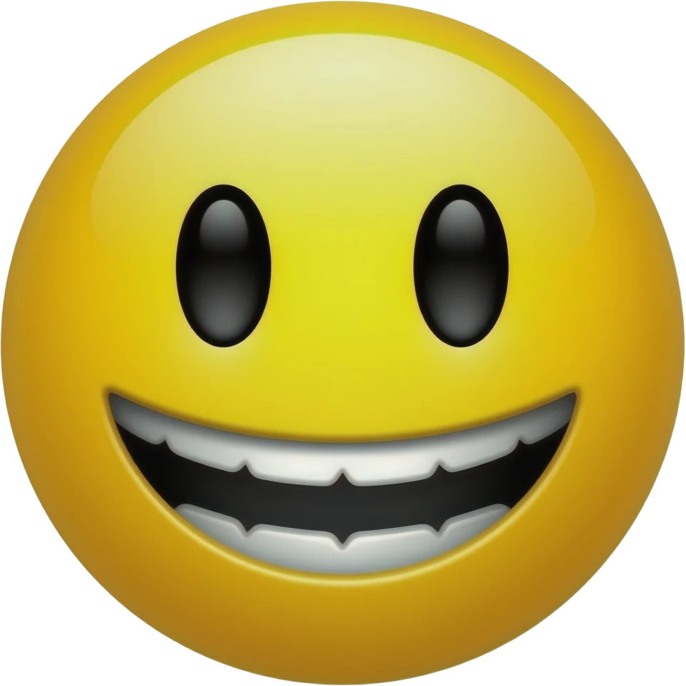 Laughing yellow emoji not human with black teeth emoji