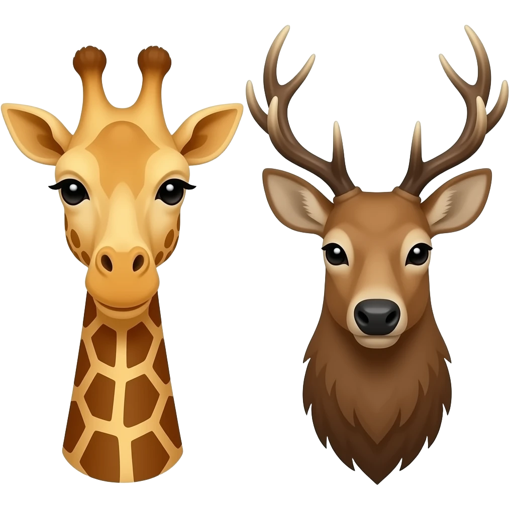 Einfacher Giraffenkopf und Elchkopf nebeneinander emoji