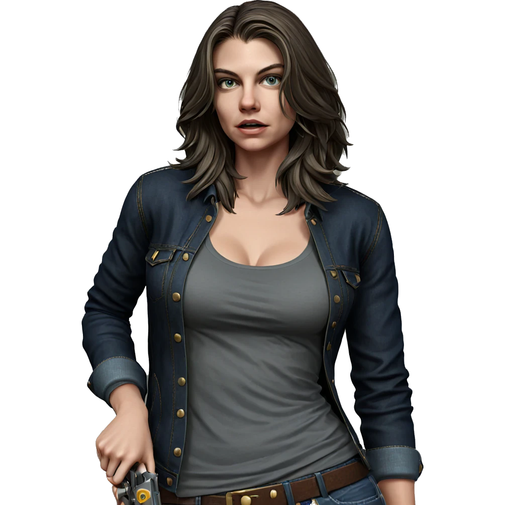 girl with handgun in denim emoji