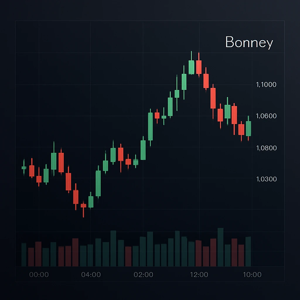 a clean and modern forex trading chart with the name Bonney emoji