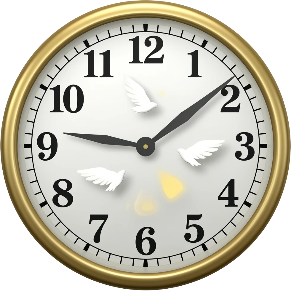 A clock with wings flying away emoji