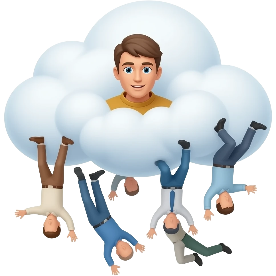 raining many men from cloud emoji