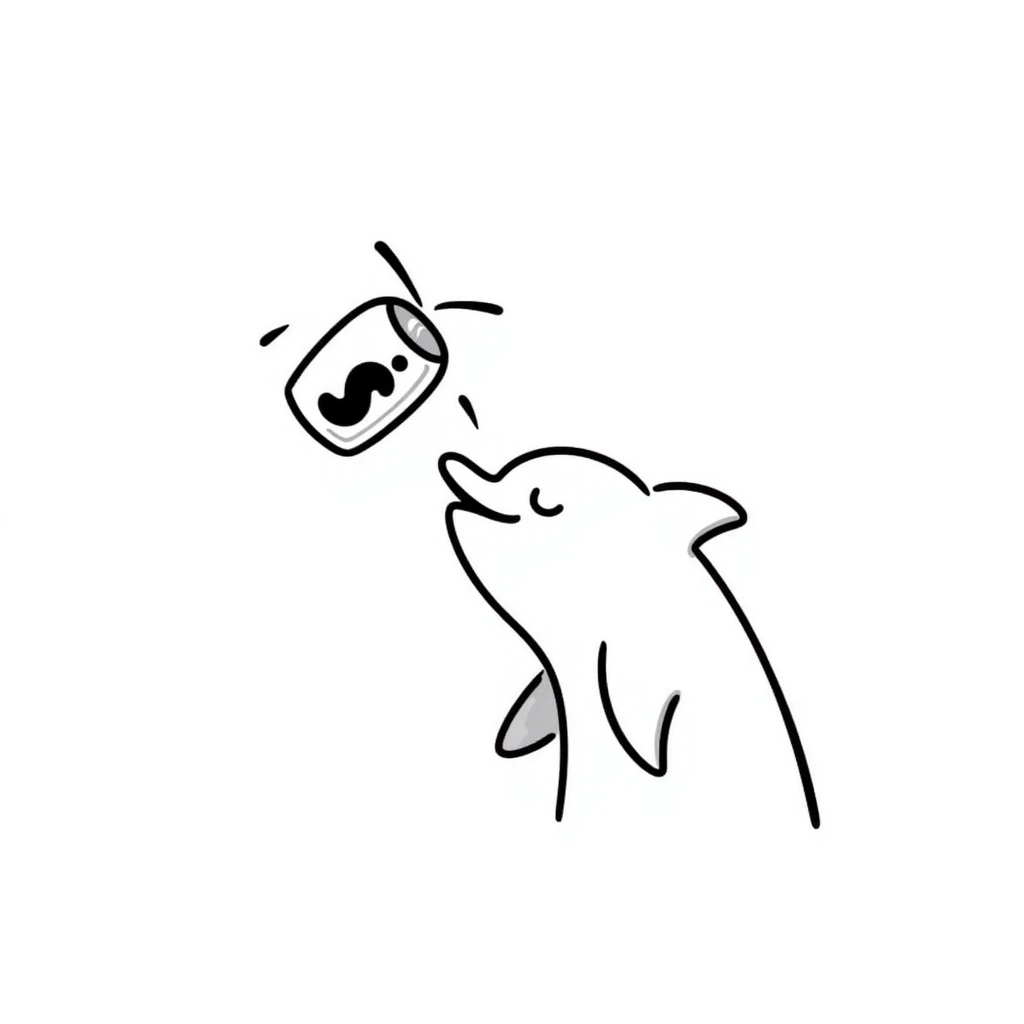 dolphin holding a Diet Coke can emoji