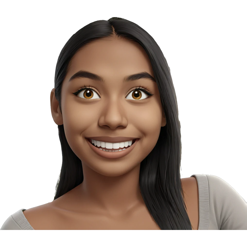 smiling girl by christmas tree emoji