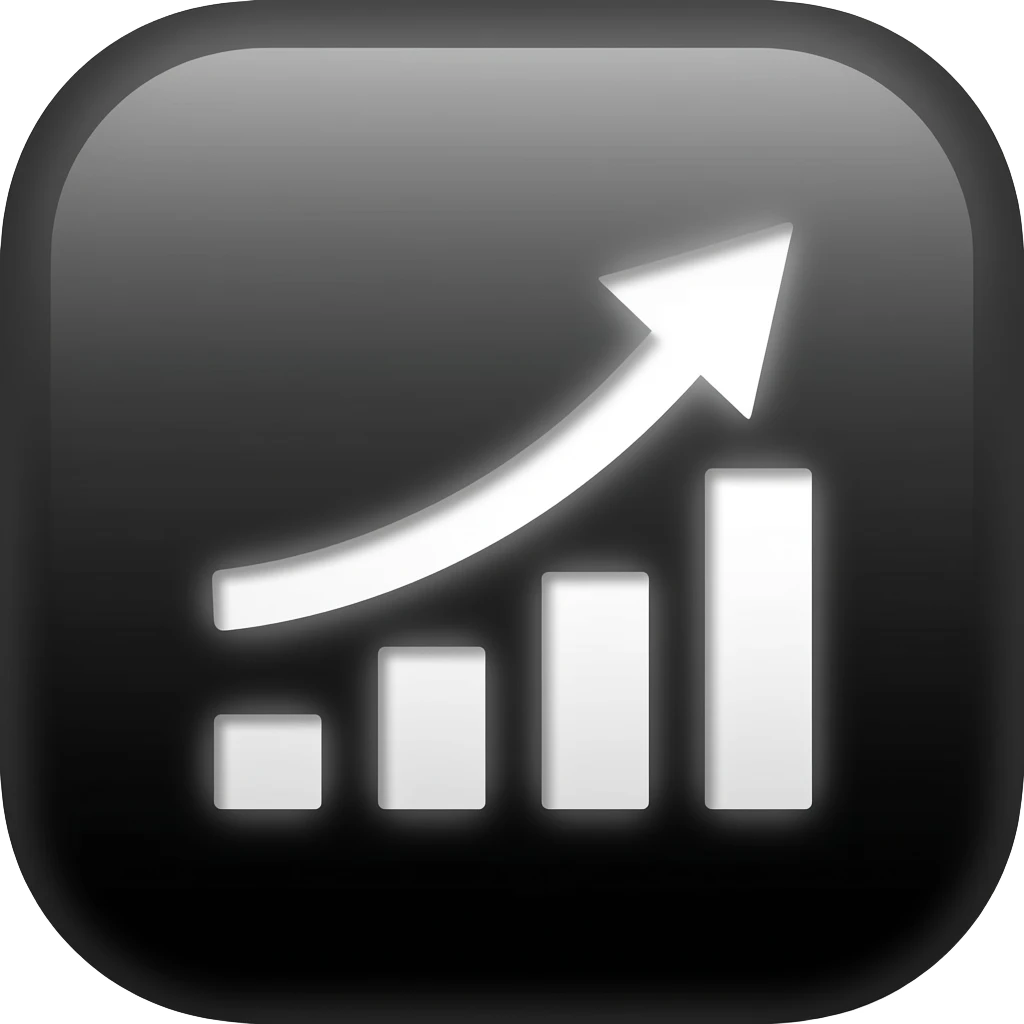 black video icon with upward arrow and glow, viral growth emoji