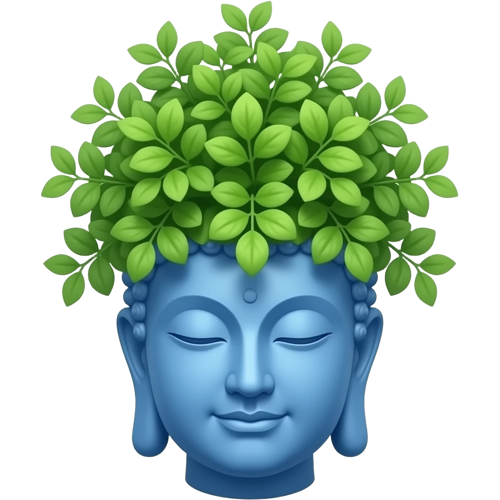Plant in a blue Buddha head shaped pot emoji
