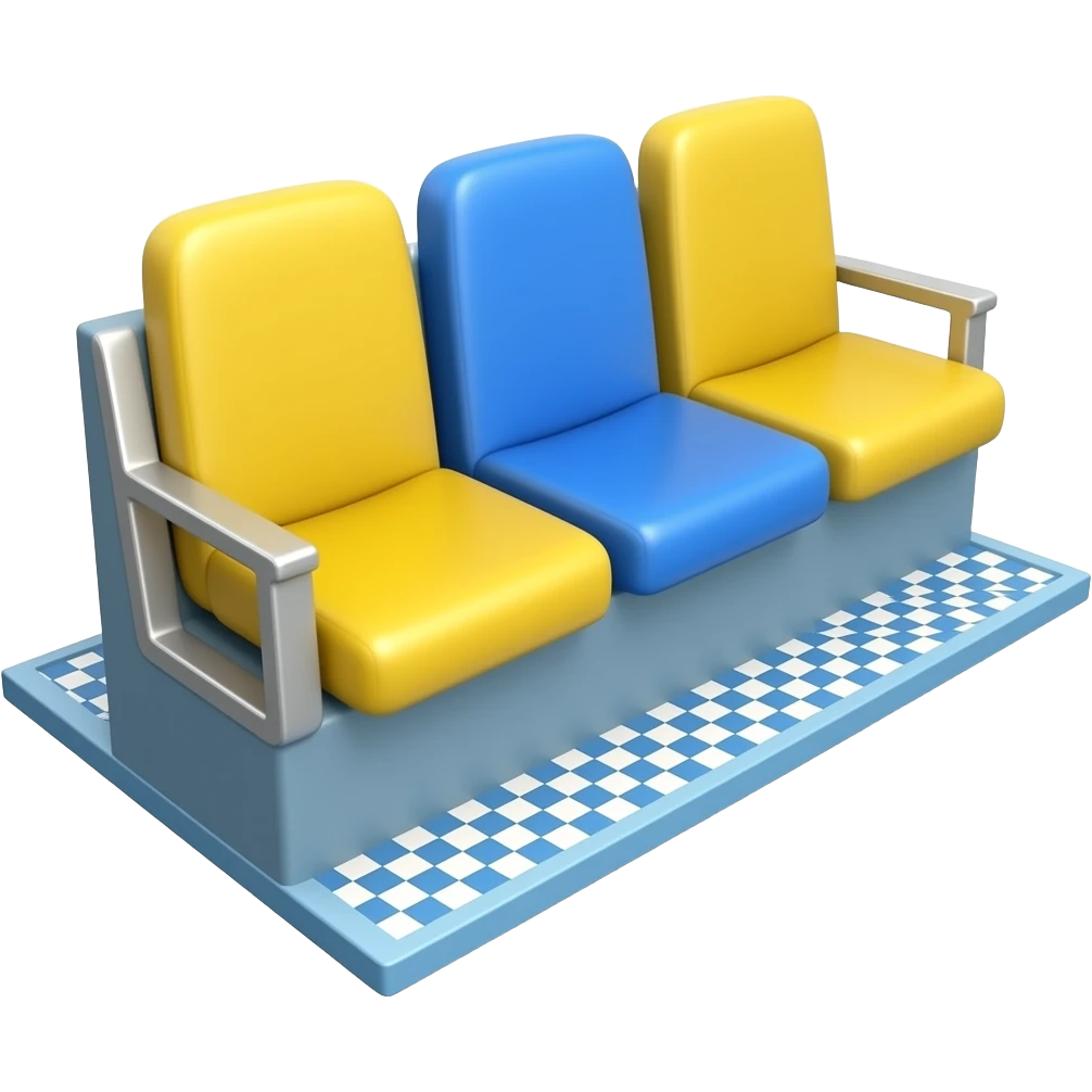 yellow blue Floor seating with cushions, transparent background inspired by barbie colour pallete emoji