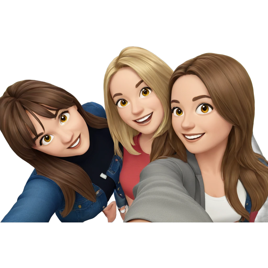 smiling girls outdoor selfie emoji