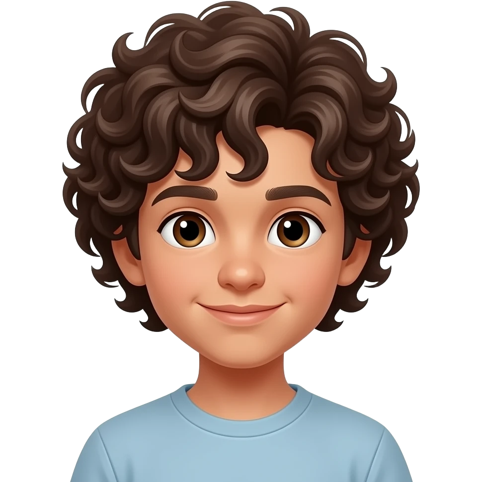 generate a boy emoji which have shoulder hairy in curly texture emoji