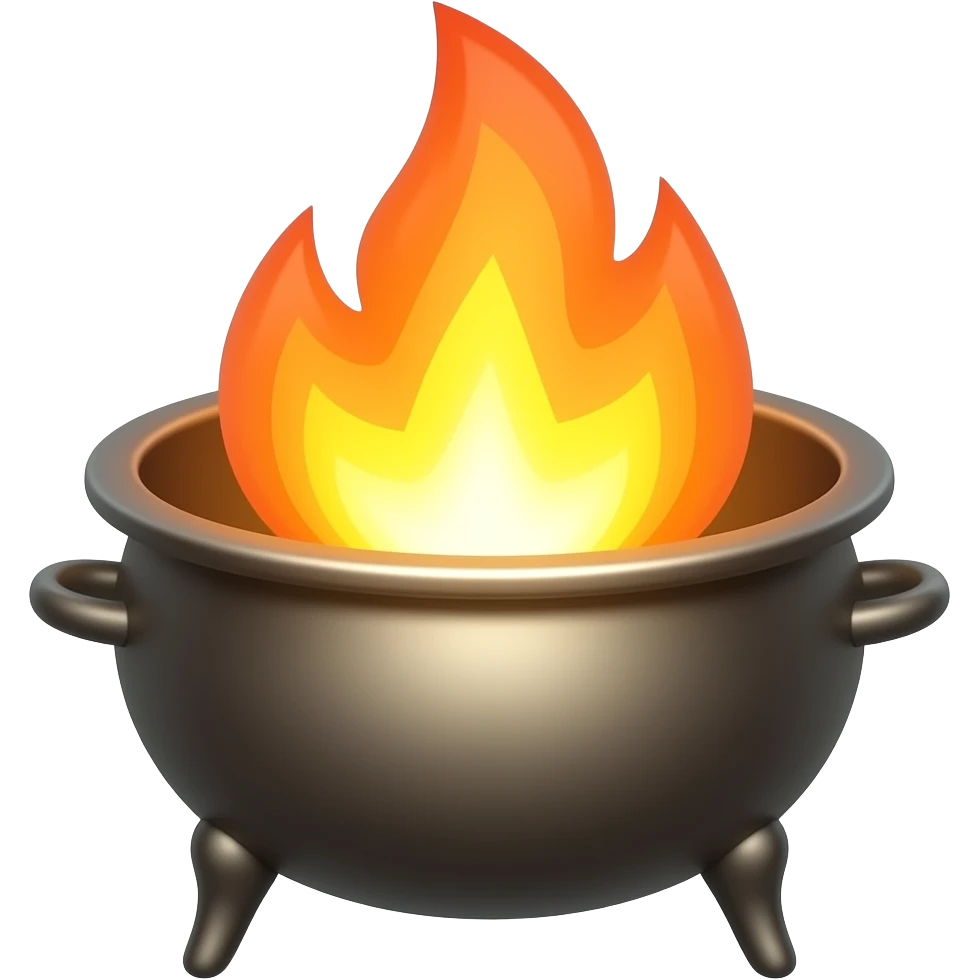 Clearly lit brazier with a big flame emoji