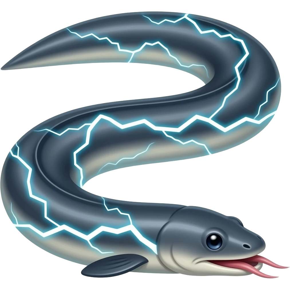 long electric eel with electricity emoji