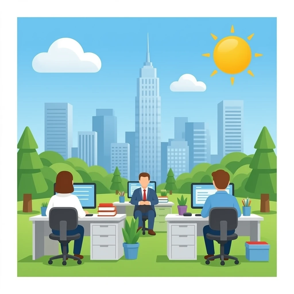 oficina con trabajadores emoji