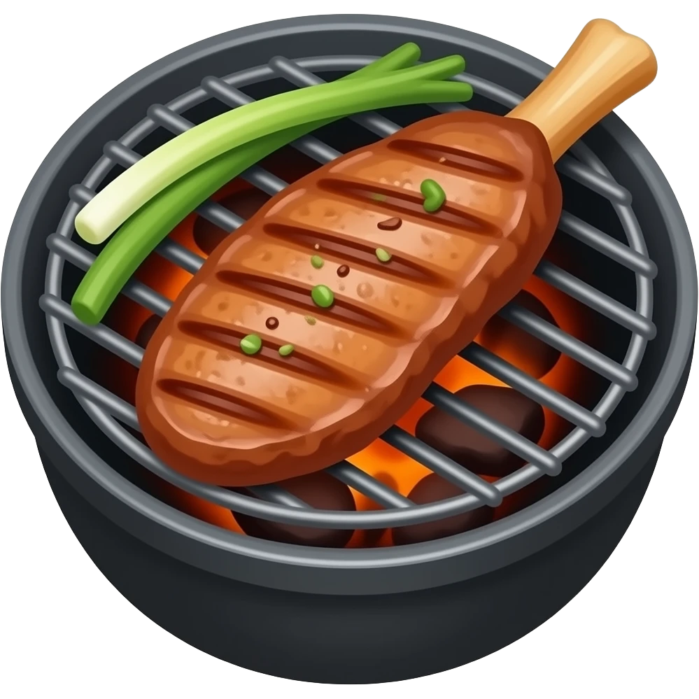 one thai styled- meat bbq without vegetable, dark grill emoji