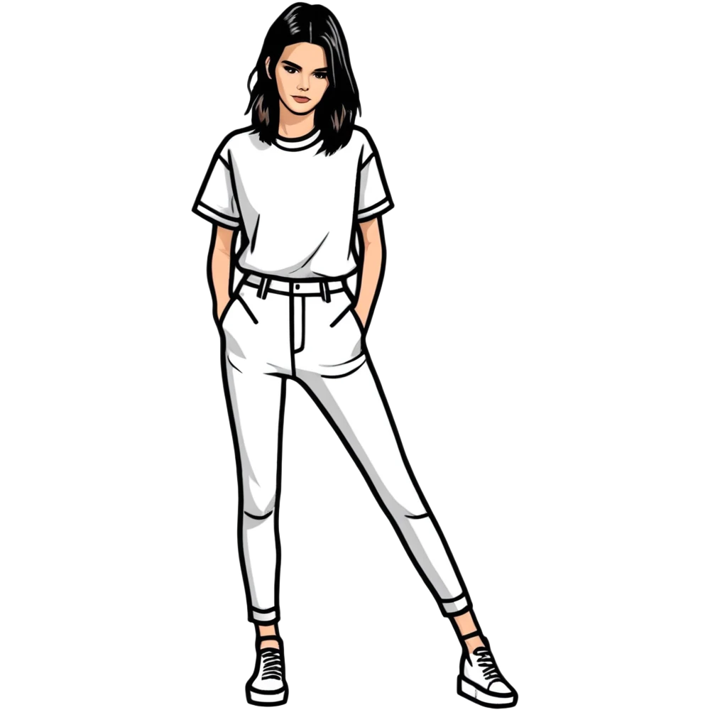 Kendall Jenner, fashion icon, stylish pose emoji