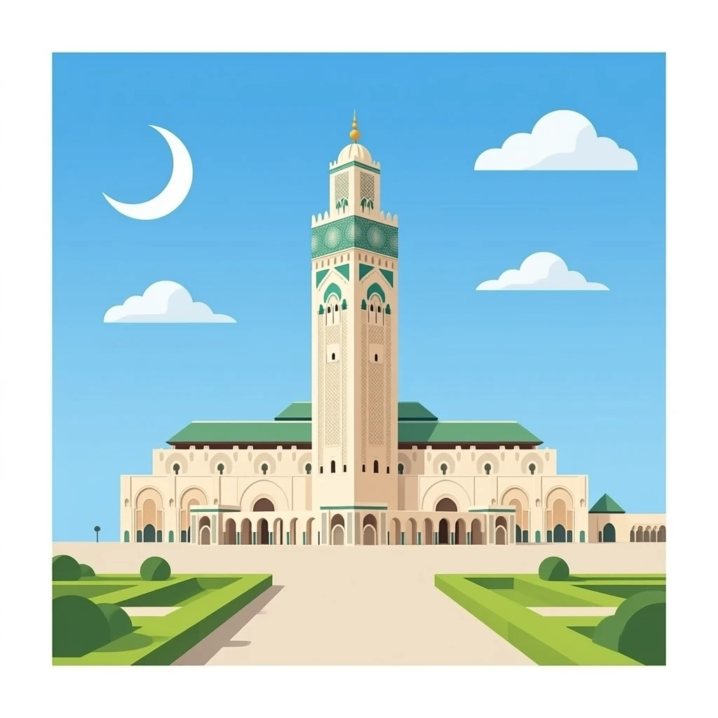 creat emoji for mosque Hassan 2, transparent whitout background emoji