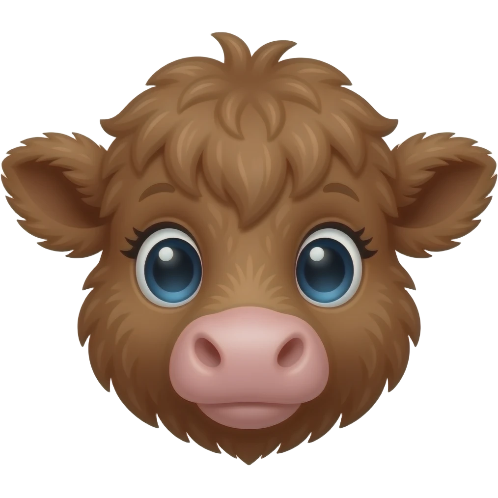 brown soft fluffy baby scottish cow muzzle heart eyes in love emoji