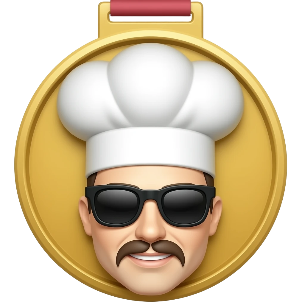 Medaglia con dentro emoji cuoco con occhiali da sole emoji