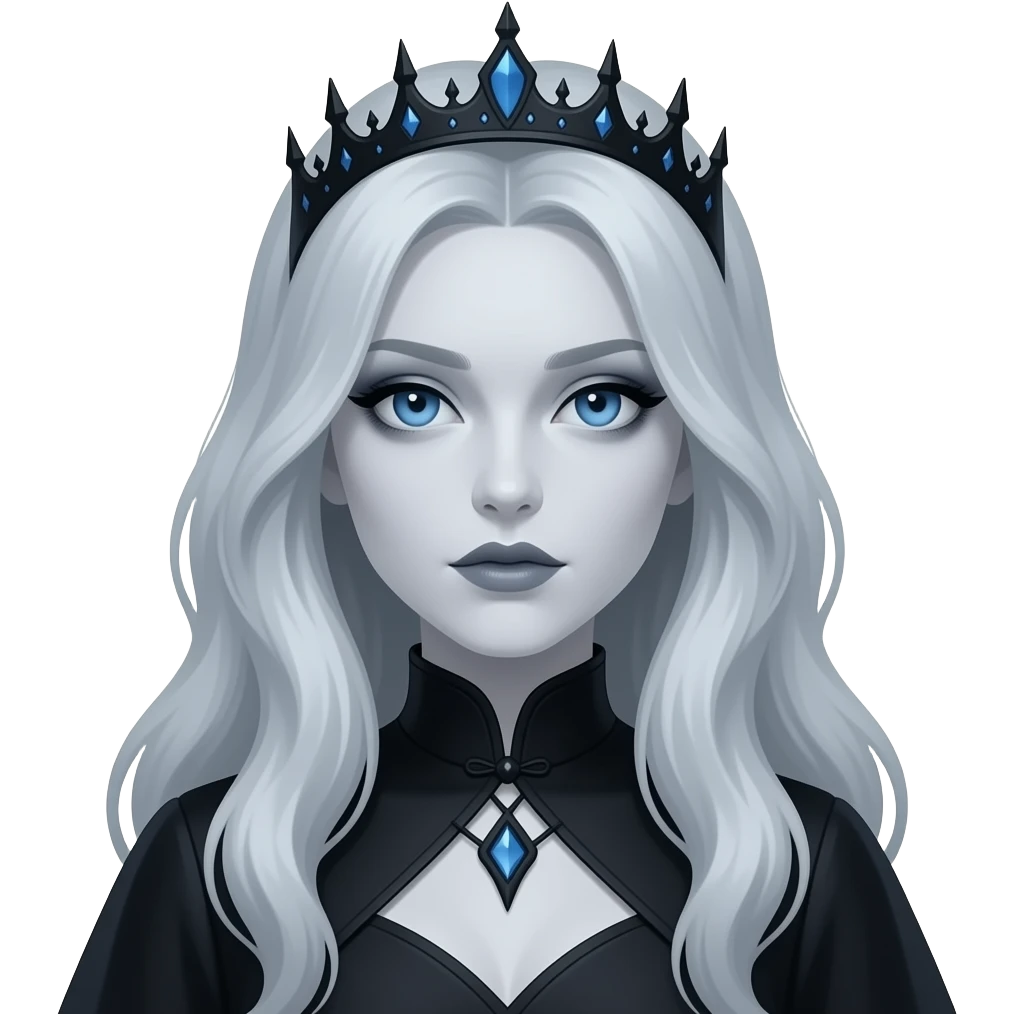 Beautiful spectral greyish-blue whitish gloomy gothic lady emoji
