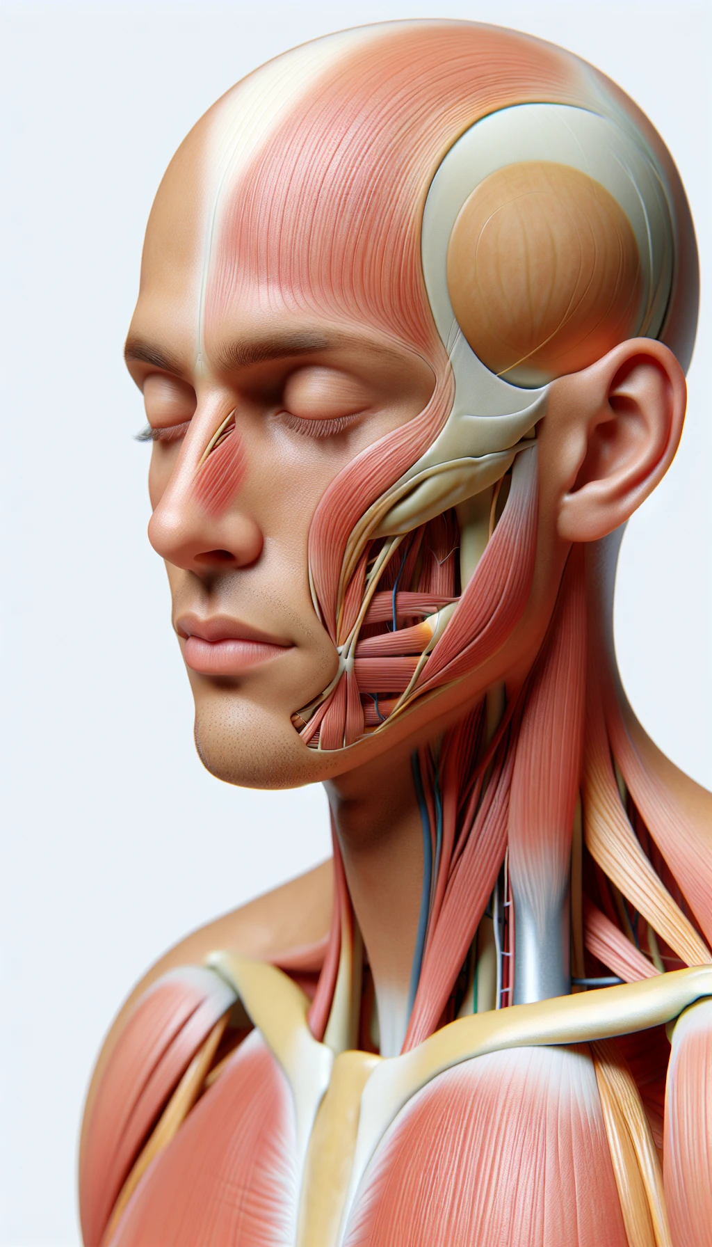 corpo umano anatomico a corpo intero con ginocchia visibili, con occhi chiusi sereno e in perfetta salute , isolato su sfondo bianco, iperrealistico 4k emoji