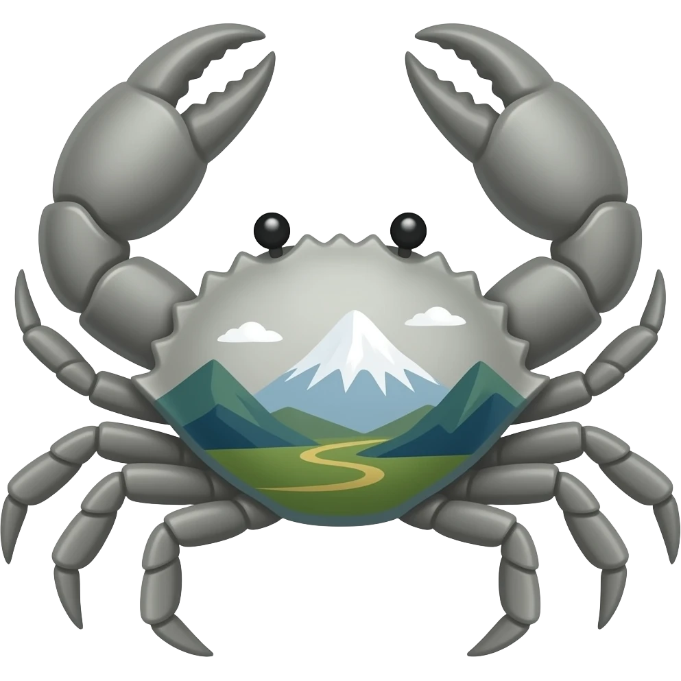 A Gray crab with a mountains on his back emoji