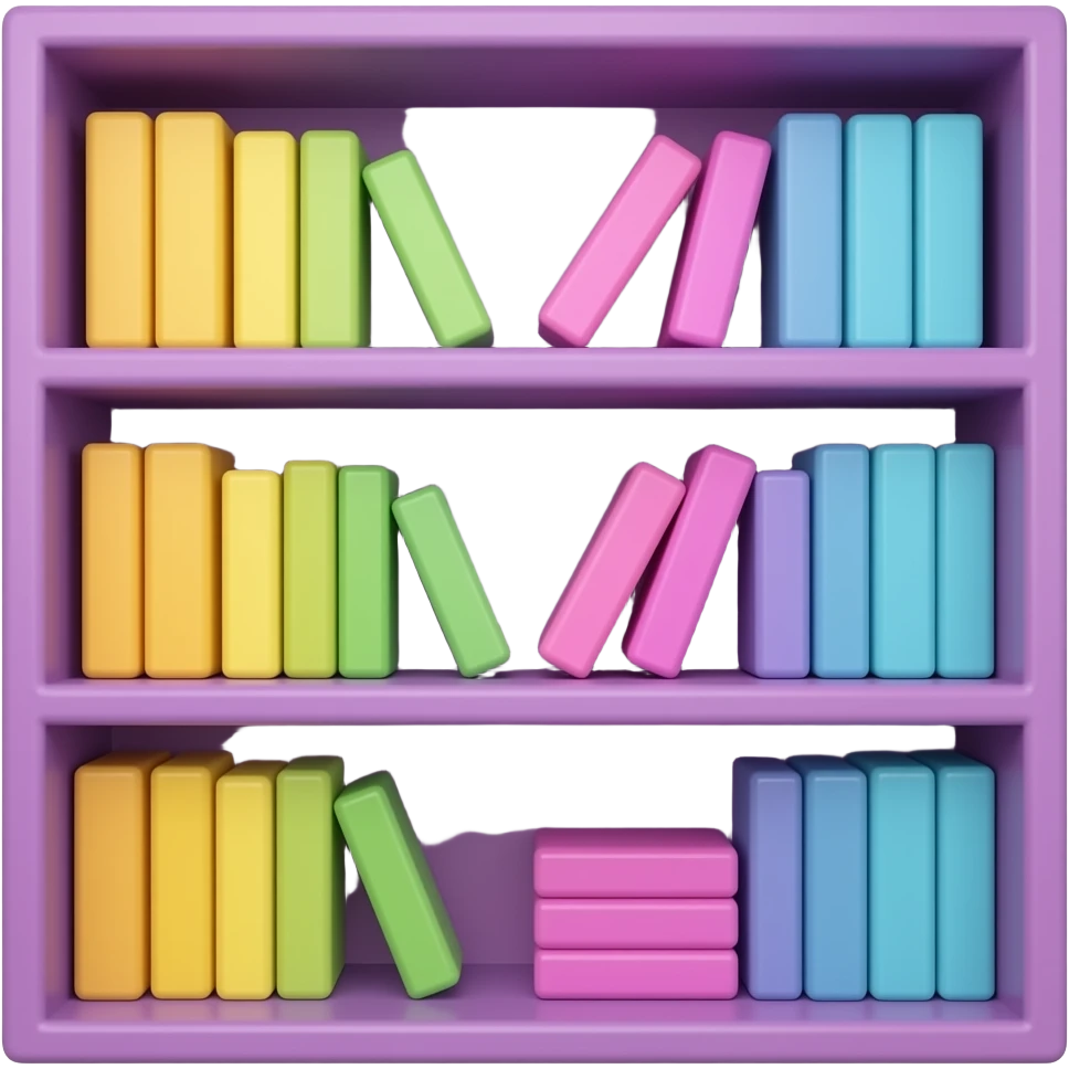 purple yellow green pink blue  bookshelf inspired by Barbie colour palette emoji