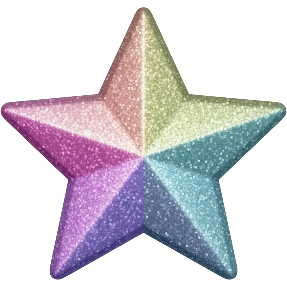 A colourful holographic glitter star emoji