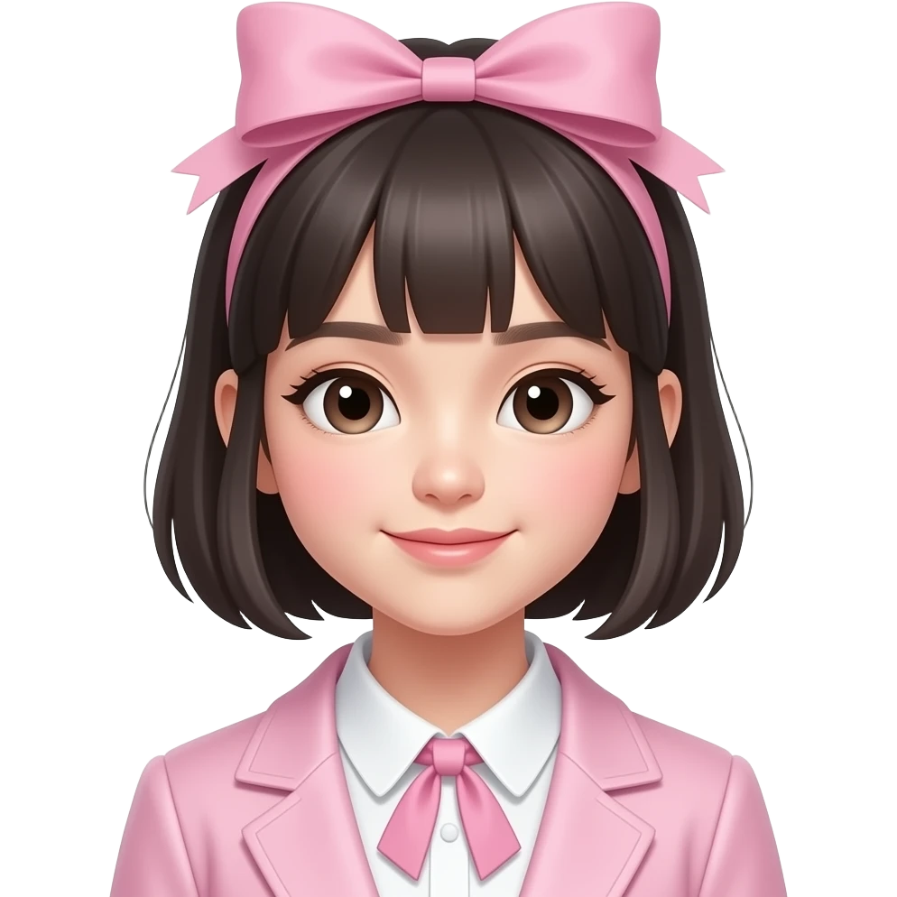 asian cute girl with pink ribbon , designer clothcloseup emoji