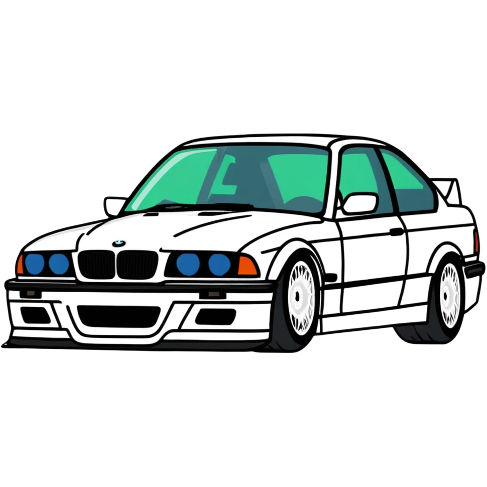 BMW E36 car with a mustache emoji