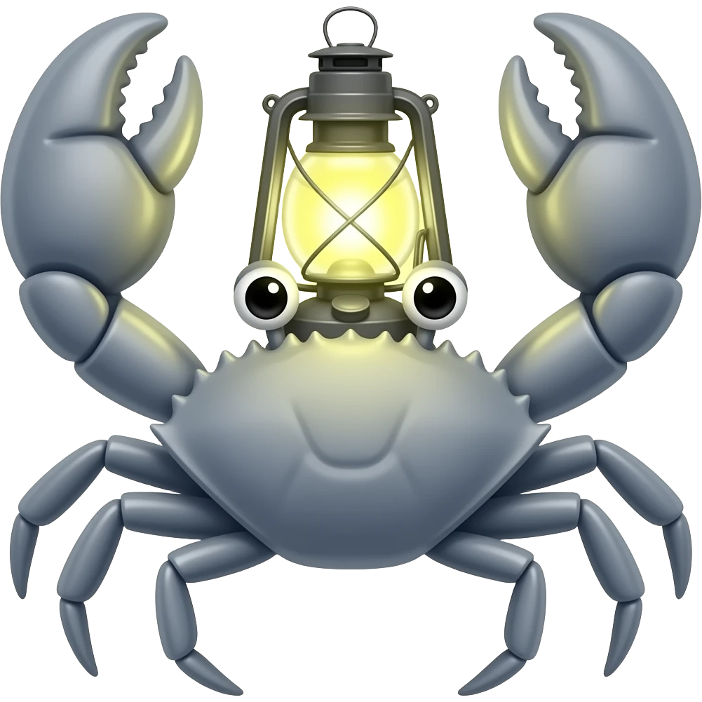 A Gray crab with a lantern on its back emoji