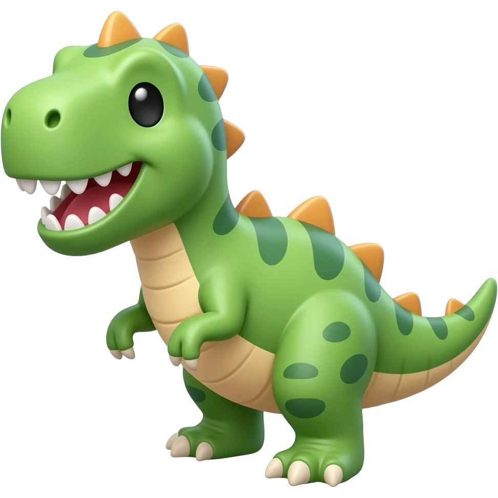 Learn the Apple iOS system emoji style and generate the dinosaur in the photo as a 3D sticker avatar in this style. Mimic the face shape and facial expressions. White background, only complete character, ensure the final image looks like an official iOS-Style Emoji sticker emoji