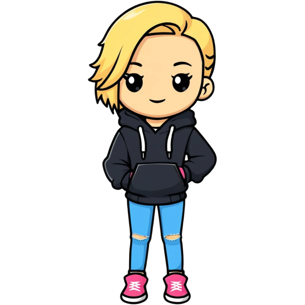 Full body white teenage girl with blonde hair, choni style with urban clothes emoji