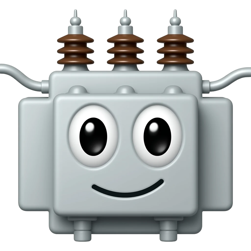 electrical grid transformer with a face emoji