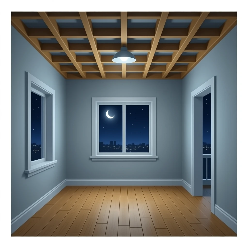 ceiling with exposed gappy floorboards emoji