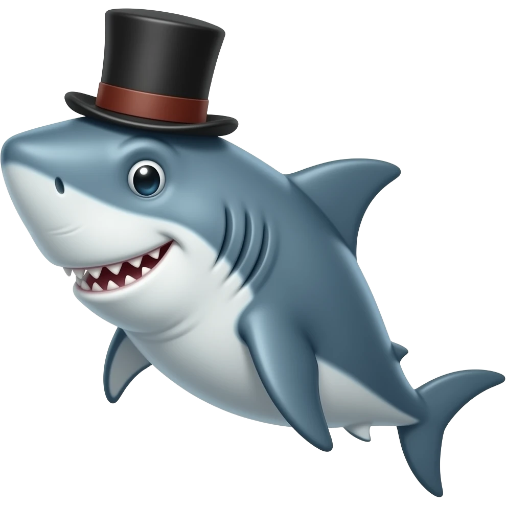 Shark with a top hat emoji