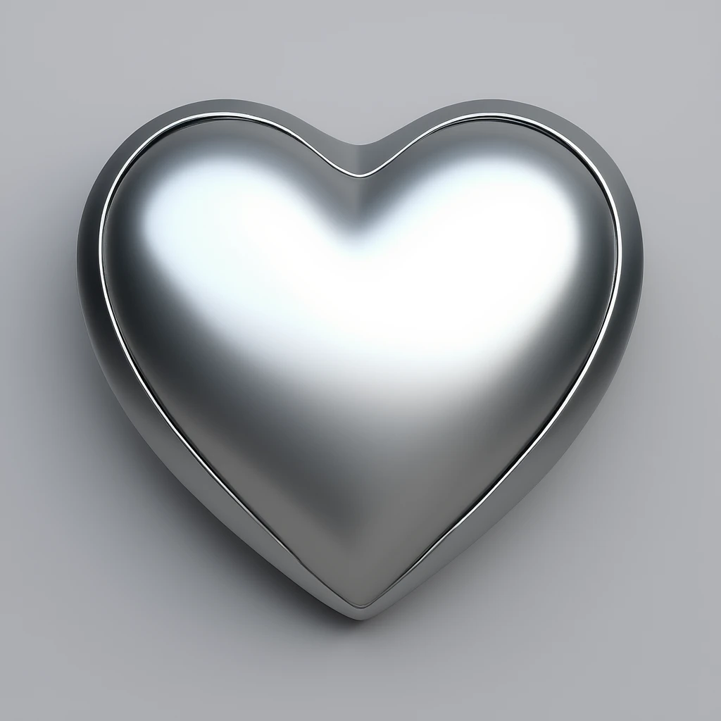 heart with a metallic silver border emoji