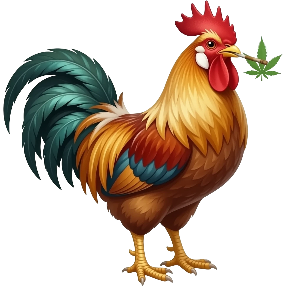 Un gallo fumando marihuana emoji