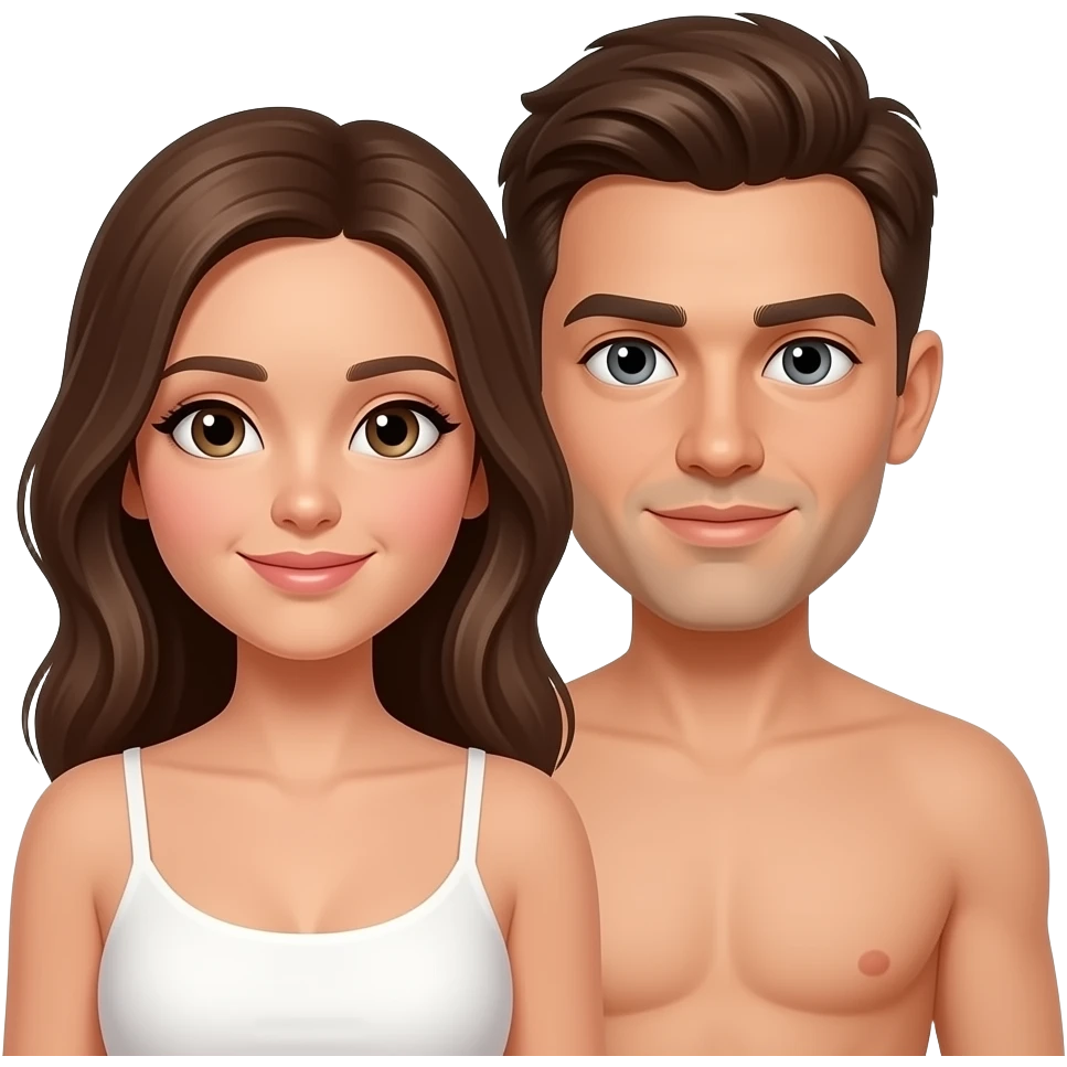 Nude couple with brown hair emoji