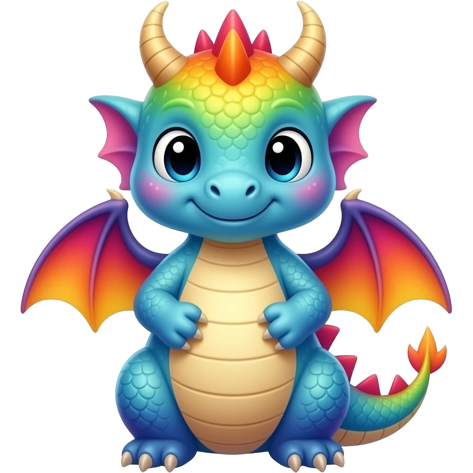 Rainbow Cute Dragon Little baby Kawaii emoji