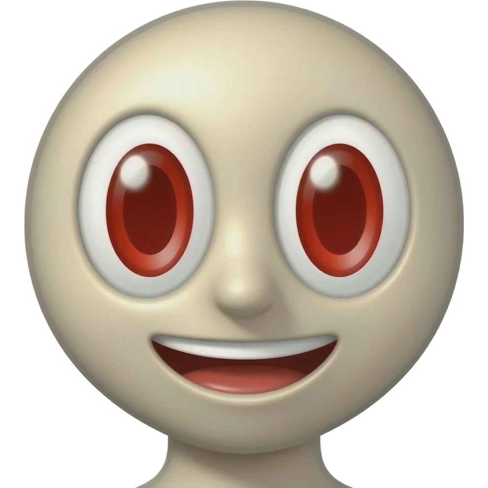 A stickman with big red eyes emoji