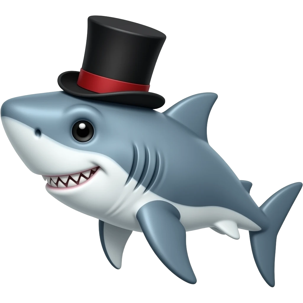 Shark with a top hat emoji